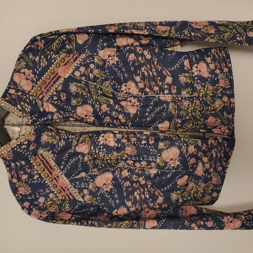 Free People Jacket Moto Meadow Floral Quilted S